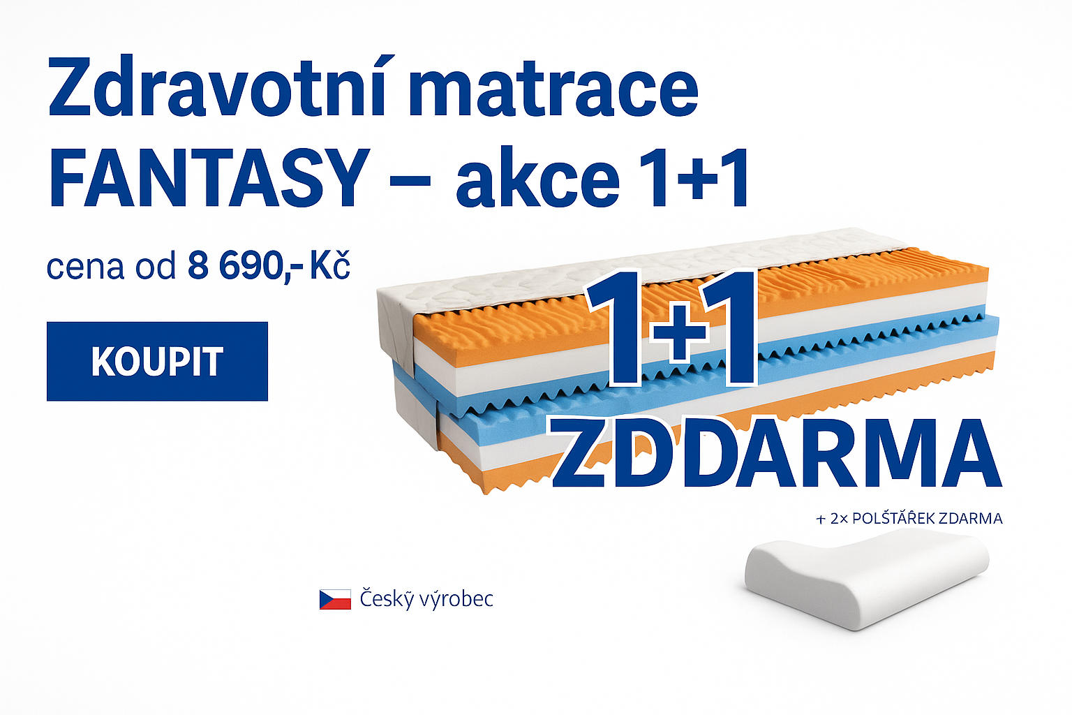 Akce 1+1 zdarma na zdravotní matrace českého výrobce